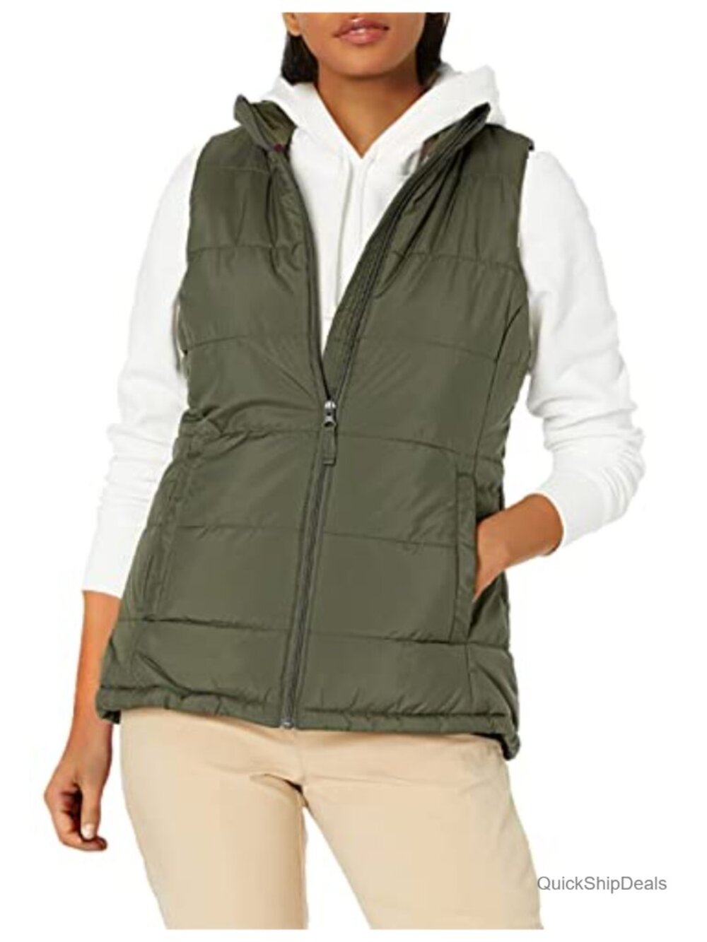 Women's Mid-Weight Puffer Vest Water-Repellent Quilted Zip Up